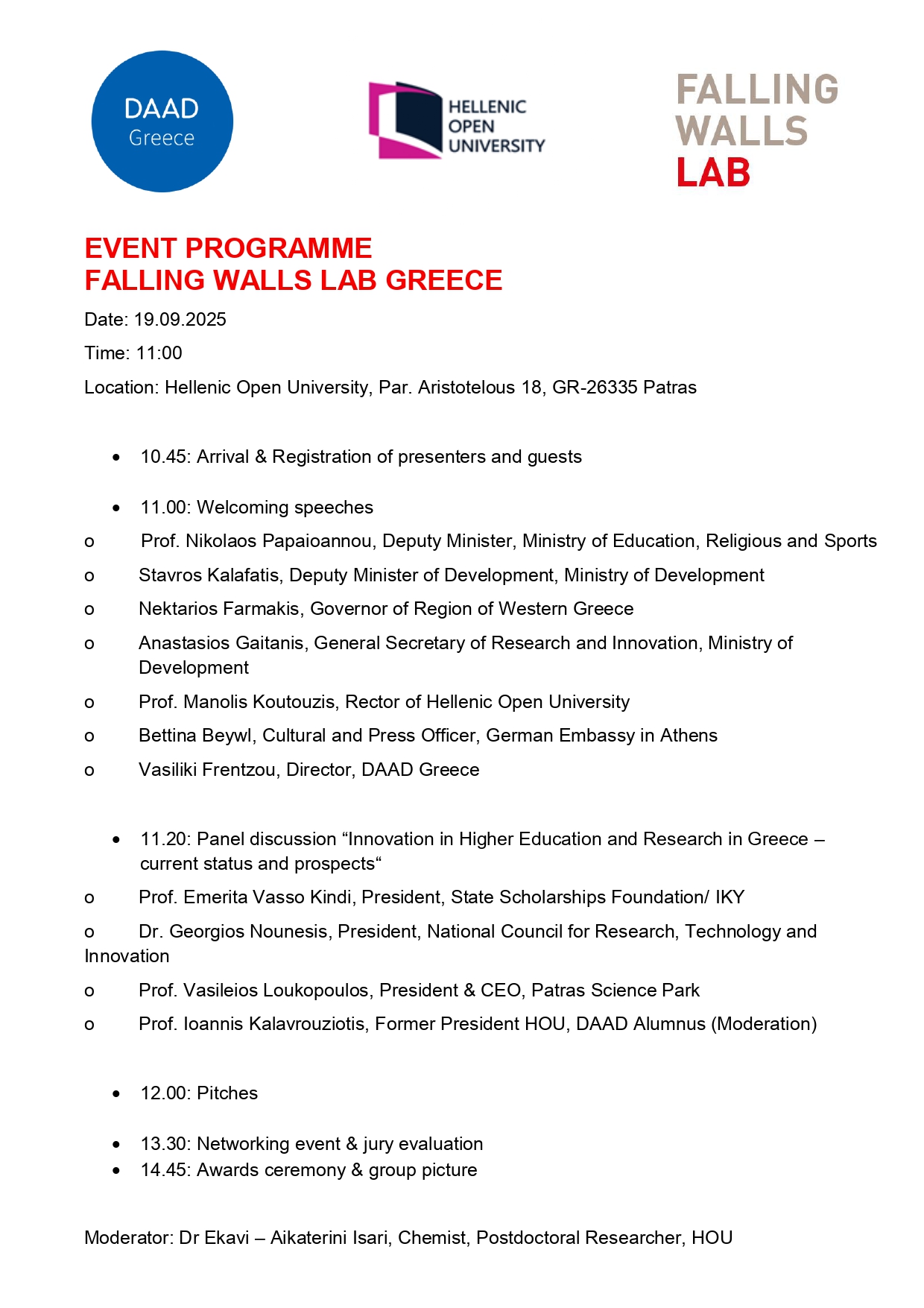 Διαγωνισμός καινοτομίας Falling Walls Lab Greece στην Πάτρα